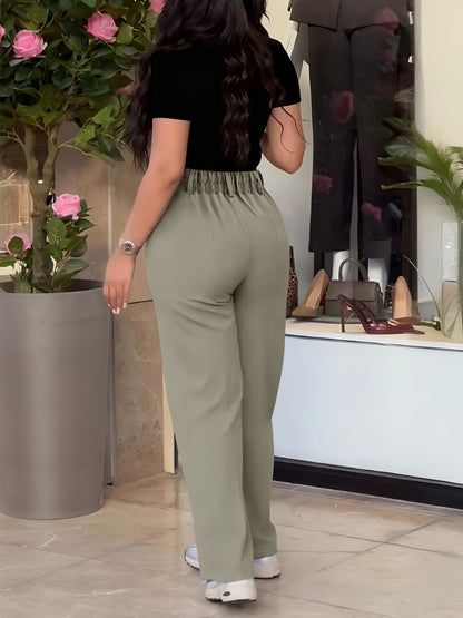 Women's Casual Slim-Fit Solid Color Long Pants
