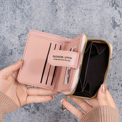2024 New Style Zippered Foldable Short Wallet, Korean Fashion Embroidered Large Capacity Women'S Clutch Card Holder.
