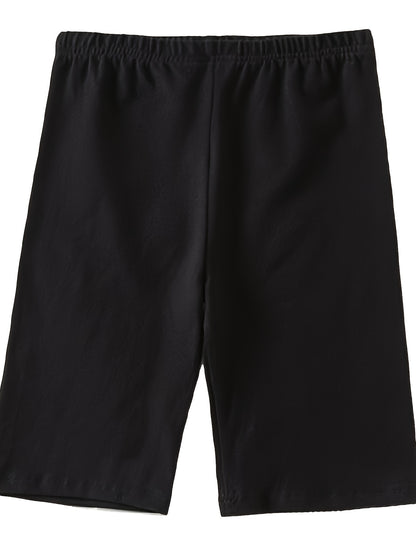 Women'S Summer Cycling Shorts, Polyester 95% Spandex 5% Knit Fabric, Solid Color, Medium Stretch, Short Length, Casual Wear, Non-Waterproof, 180g/m² - Black