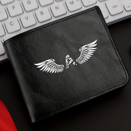 Wing Letter Print Faux Leather Wallet - Casual Fold Design with Credit Card Slots and Coin Purse, Perfect Valentine's Day Gift