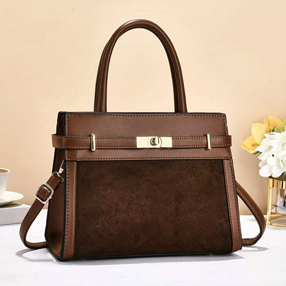 Spacious Faux Suede Tote Bag for Moms - Vintage Style 2025