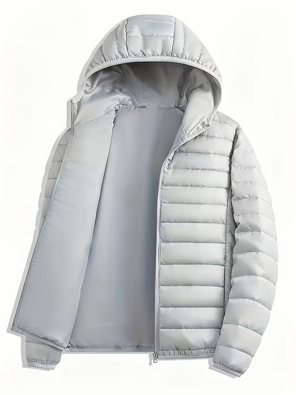 New Men'S Hooded Jacket, Thick And Warm Outerwear, Suitable for Outdoor Sports, Climbing, And Casual Wear in Winter. Features a Ribbed Design, Full Zipper Closure, And a Easy Yet Stylish Look - ayq