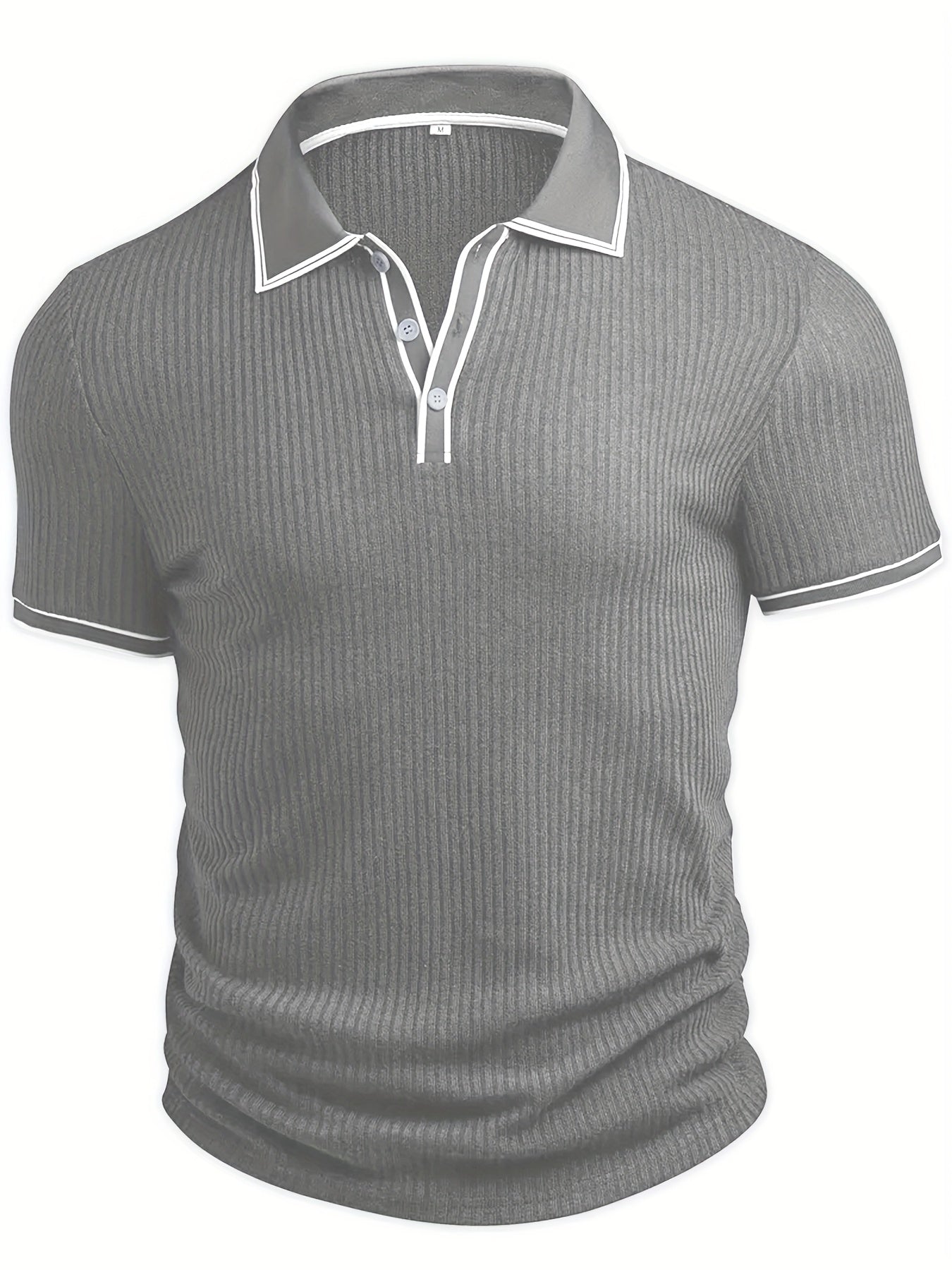 Men's Summer Casual Polo Shirt with Contrast Collar