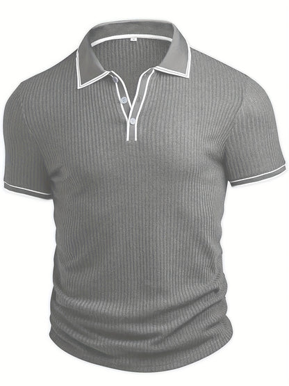 Men's Summer Casual Polo Shirt with Contrast Collar