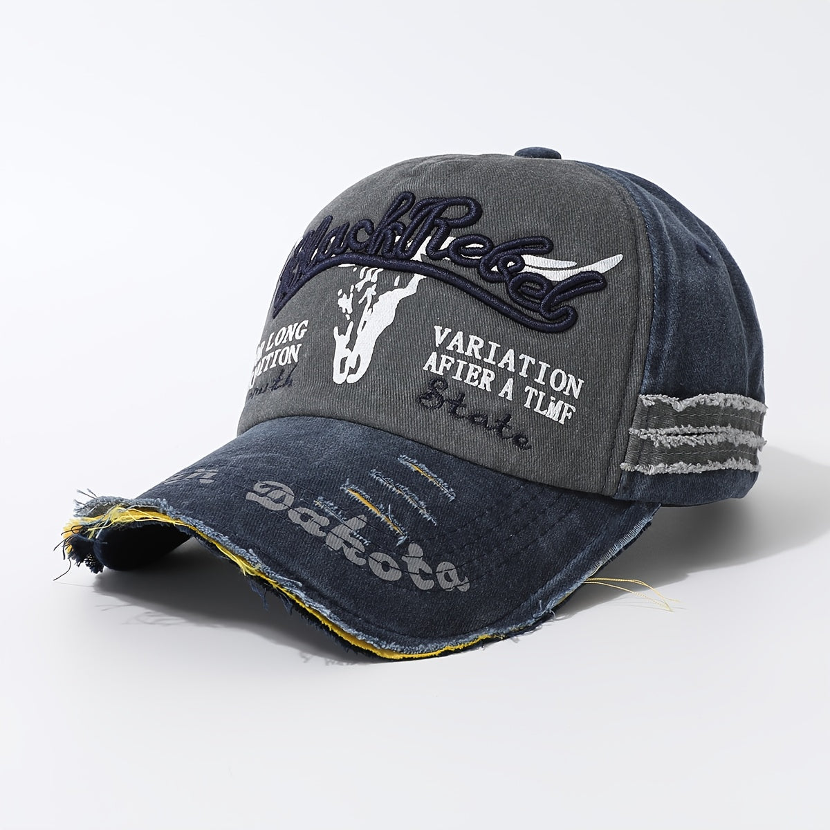 Unisex Distressed Embroidered Baseball Cap - Lightweight Polyester