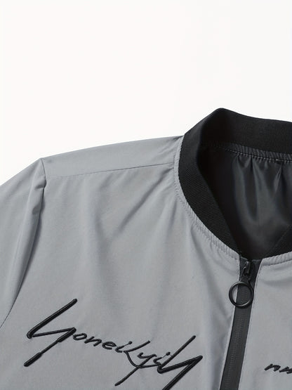 Տղամարդկանց Letter Embroidered Casual Bomber Jacket Gifts Best Sellers