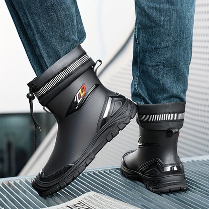 Men's Lightweight Waterproof PVC Rain Boots for Outdoor Use