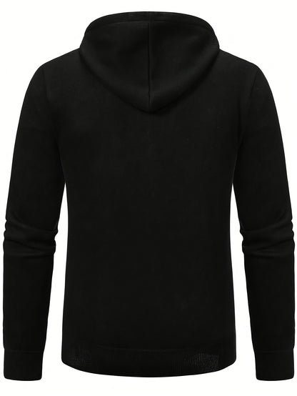 Men's Quilted Hooded Zip-Up Jacket with Plaid Lining for Winter