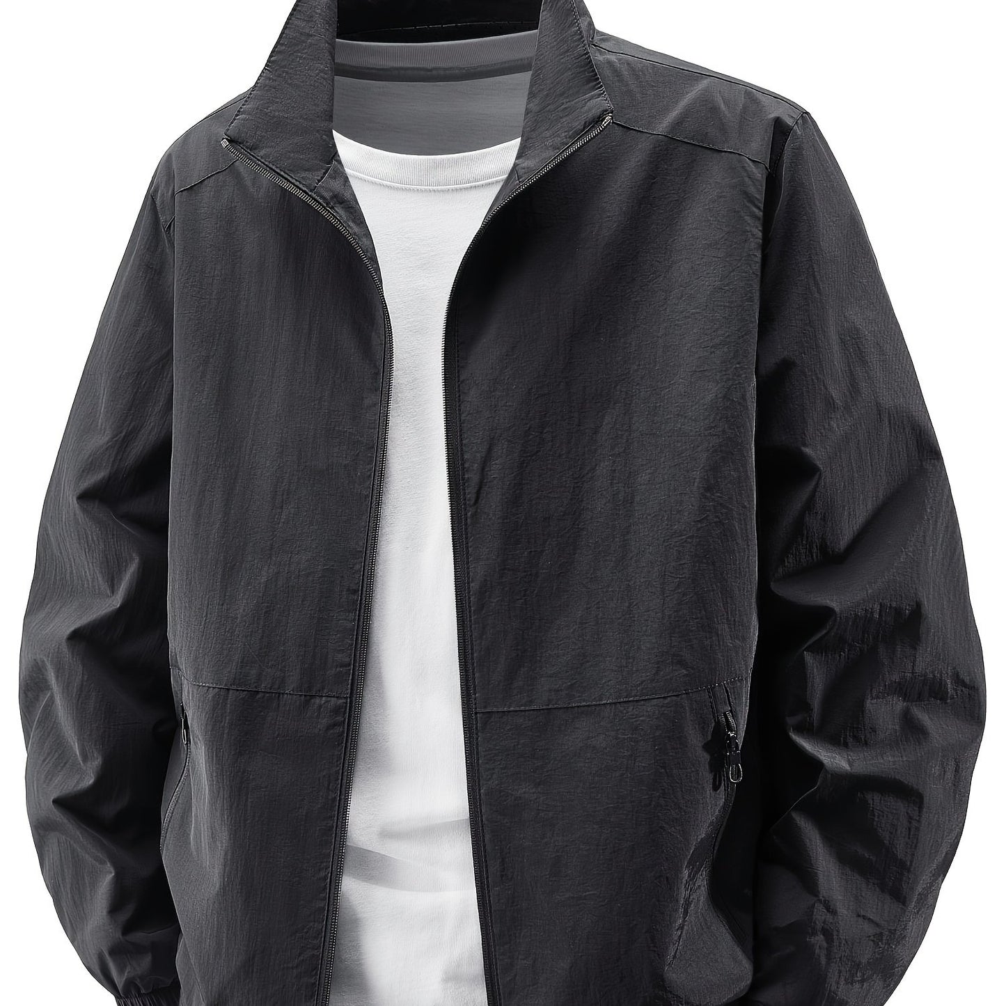 Տղամարդու ձիթապտղի կանաչ բոմբեր բաճկոն՝ կանգնած օձիքով - ամենօրյա, հարմարավետ, կայծակաճարմանդով վերնազգեստ՝ բացօթյա գործունեության համար, ամենօրյա հագուստ | Կանգնած օձիքով բաճկոն | Կայծակաճարմանդով բաճկոն