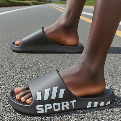FZT Four Seasons Slippers, Letter Design Slippers, Men's Outdoor Thick-Soled Comfortable Slippers, Couple Style Indoor Home EVA Material, Soft Slip-On Open-Toe Beach Slippers for Women, Daily Casual Outdoor Slippers, Vacation - ayq