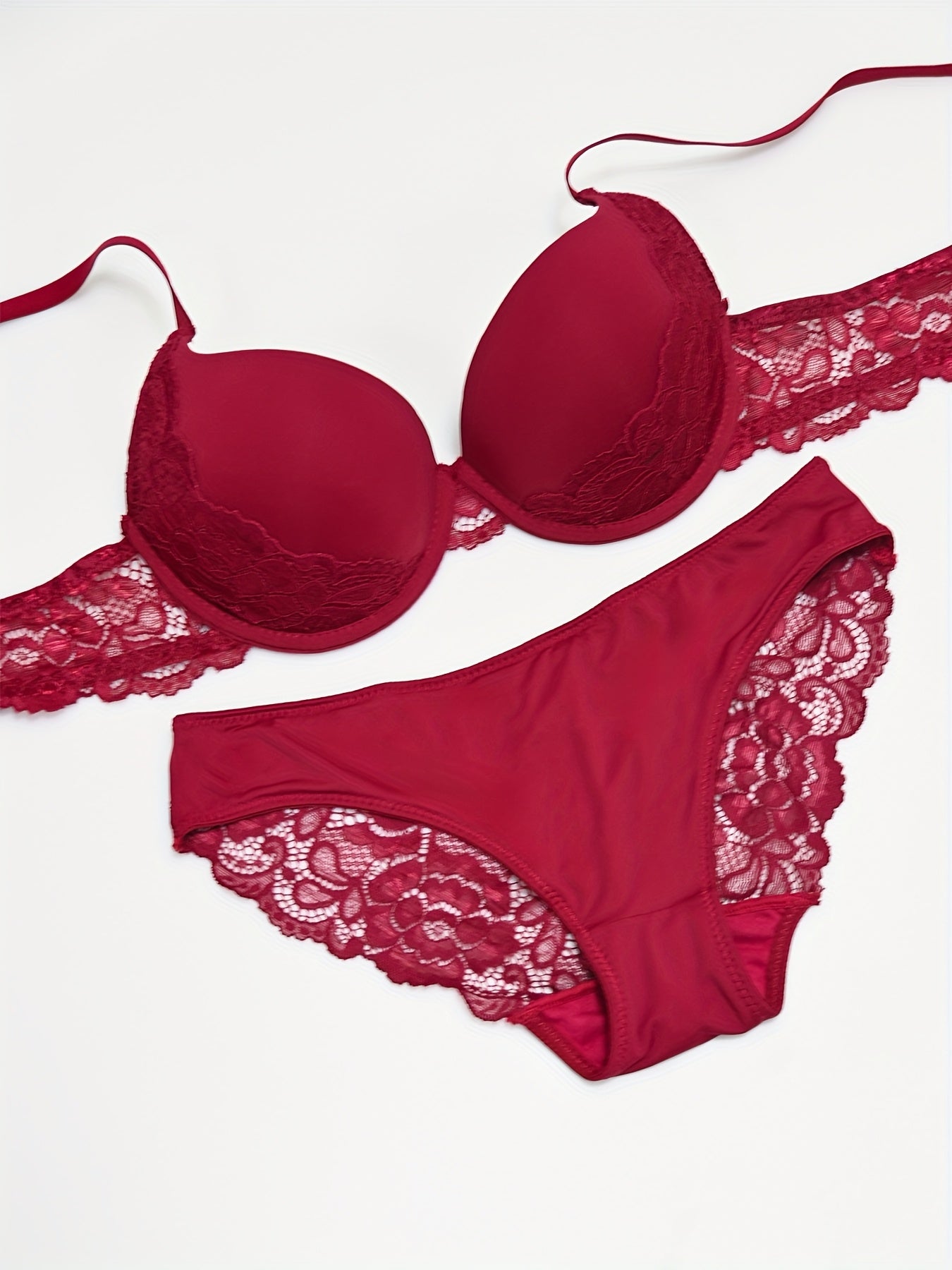 Sexy Solid-Color Lingerie Set with Underwire Bra & Lace Briefs