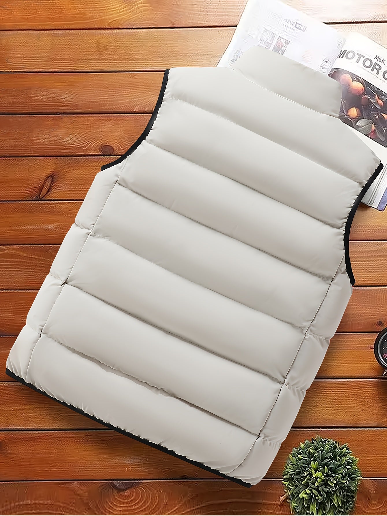 Men's Casual Sleeveless Stand Collar Vest, Thickened Warm Sweater, Autumn Winter Solid Color Zip-up Jacket, Coldproof Outdoor Top, Graphene Warmth, Fashion Webbing, Suitable for Daily Activities, Holiday Gift - ayq