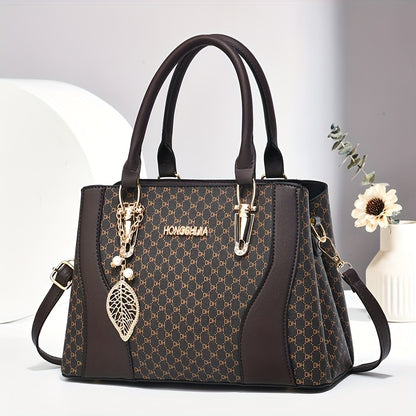 Women's Elegant Quilted Tote Bag with Removable Strap - Faux Leather