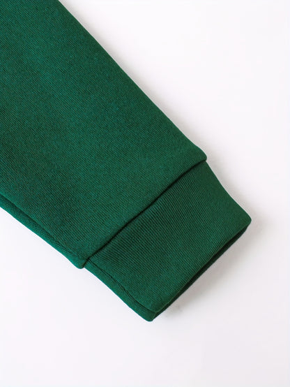 2pcs Boys' Autumn/Winter Fleece-Lined Hooded Sweatshirt and Pants Set, Simple Letter Print Fashion Classic Outfit for Outdoor Sports and Casual Wear, 100% Polyester Knit Stretch Fabric, Ideal Gift Choice for Kids, Perfect for