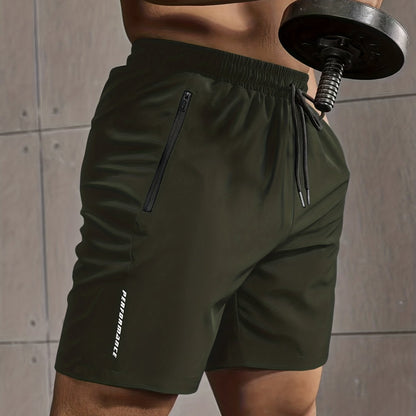 Super Thin Men's Casual Simple Style Comfy Shorts, PERFORMANCE Letter Print Home Pajamas Bottom With Zipper Pockets And Drawstrings, Men's Summer Outdoor Fitness Clothing