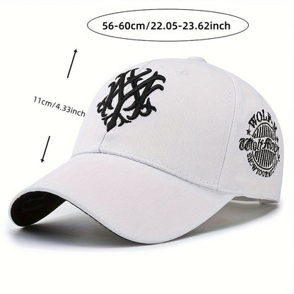 1pc Unisex Baseball Cap with "M" Design, Adjustable Metal Buckle Closure, Stylish & Comfortable for Men & Women, All-Season Wear, Black, Casual Headwear, Modern Headgear