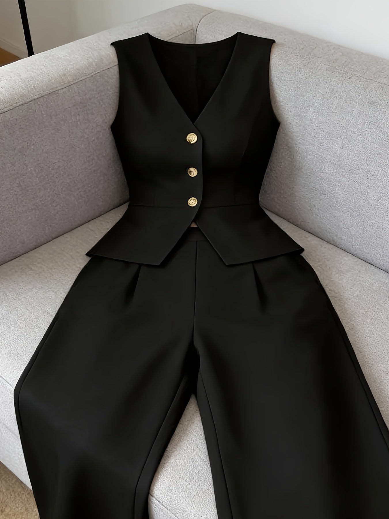Elegant Sleeveless Top and Pants Set for Women, Business Commuter Style, Spring/summer Women's Teacher Uniform - ayq