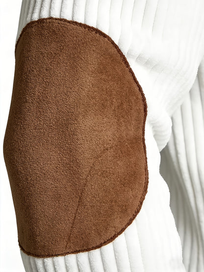 Men's Autumn Winter Color Block Pullover Sweater with Lapel - ayq