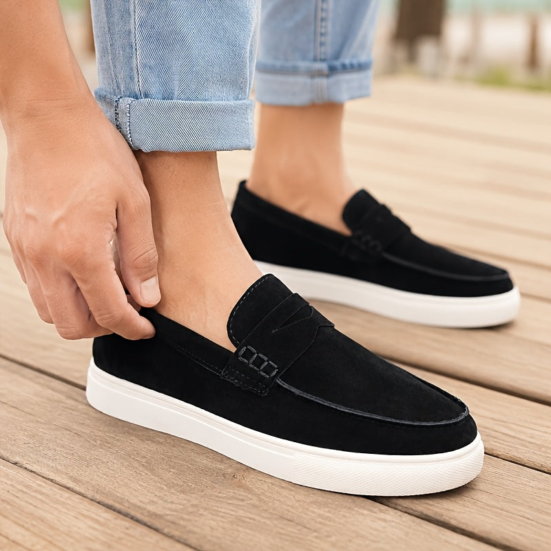 Men's Casual Slip-On Loafers with Cushioned Sole, Round Toe