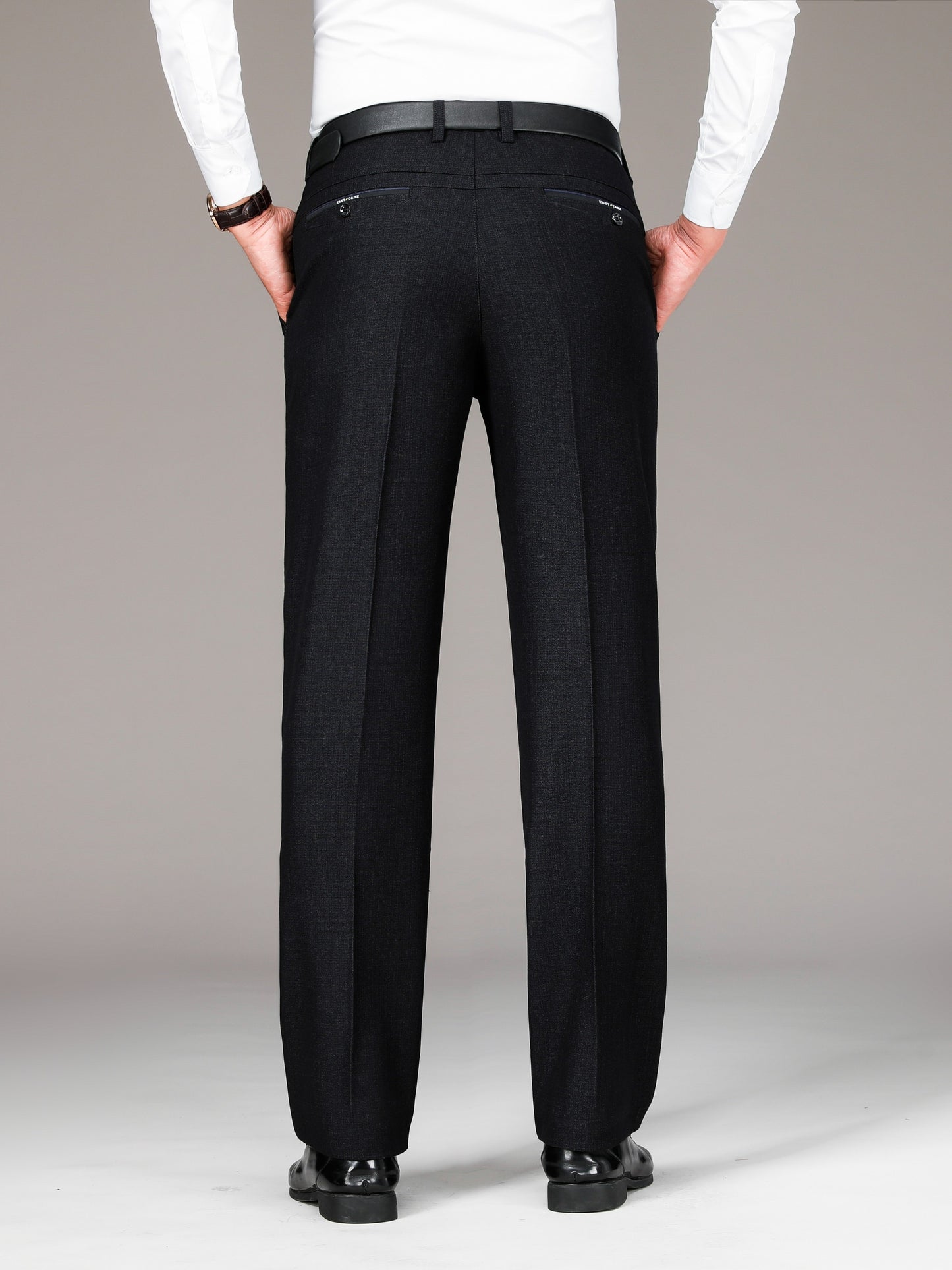 Men's Solid Color Business Style Dress Pants, Lightweight Comfy Casual Trousers for Office Wear