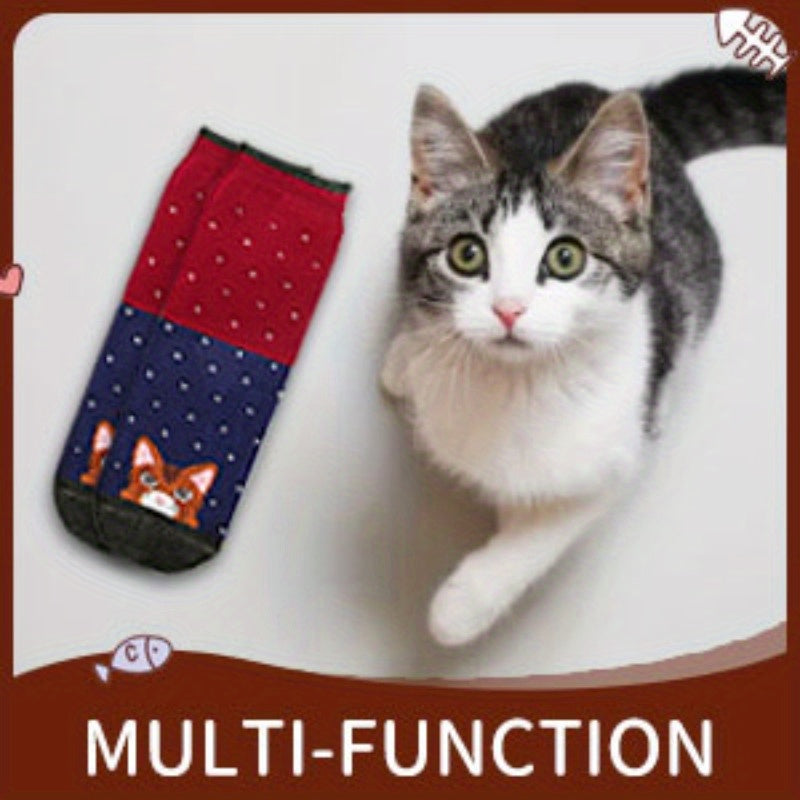 5 հատ Կանացի Funny Cat կոճ գուլպաներ - Փափուկ, թեթև և շնչող | Կատարյալ Ամանորյա նվեր