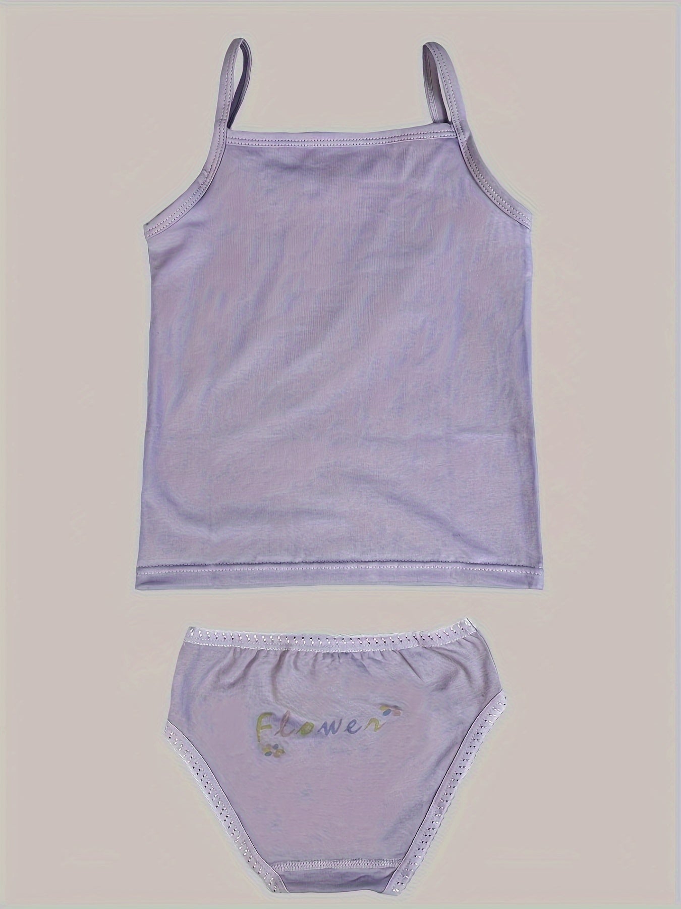 Girls' Cotton Playful Suspender Underwear Set with Bow Detail