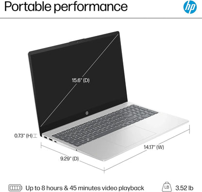 HP 15.6" Touchscreen Business & Student Laptop Computer, 64GB RAM 2TB SSD, 10-Cores Intel Core I5, Windows 11 Pro Laptop with Microsoft Office Lifetime Suite, PLUSERA Earphones, Silver