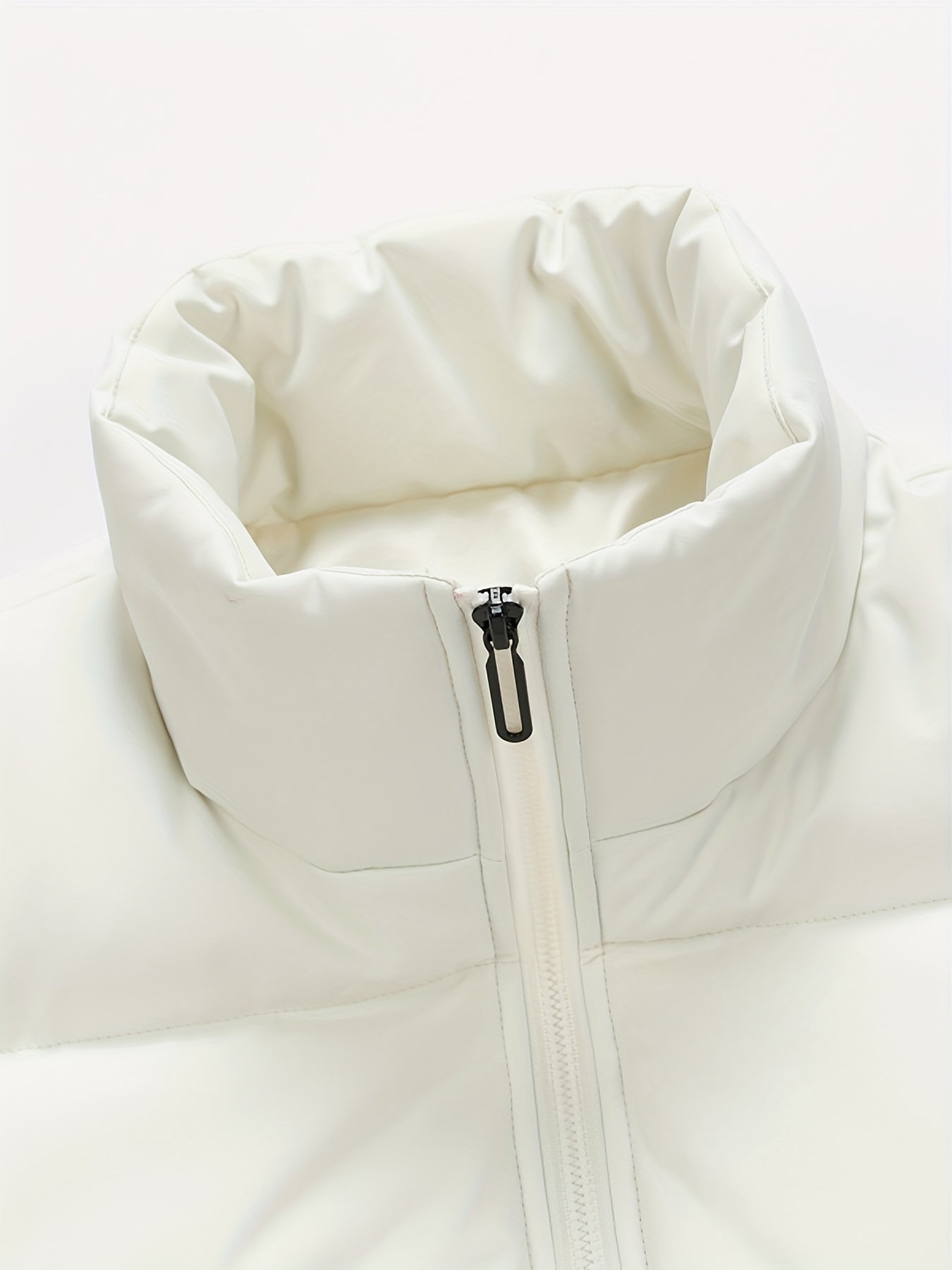 Men'S 2025 New Casual Jacket - Black, Stand Collar, Zip-Up, Long Sleeve, Polyester Filled, Winter Coat with Adjustable Drawstring Hood