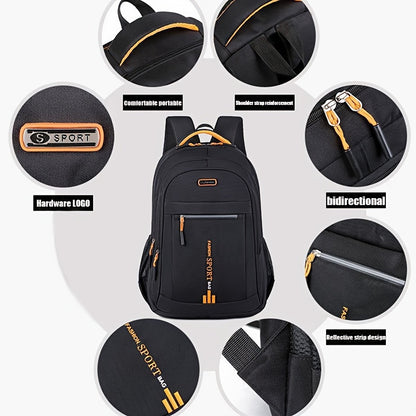 Large Capacity Waterproof Travel Backpack for Men - Durable Nylon, Adjustable Straps, Multi-Compartment Business and School Bag, Black, Backpack for Travel