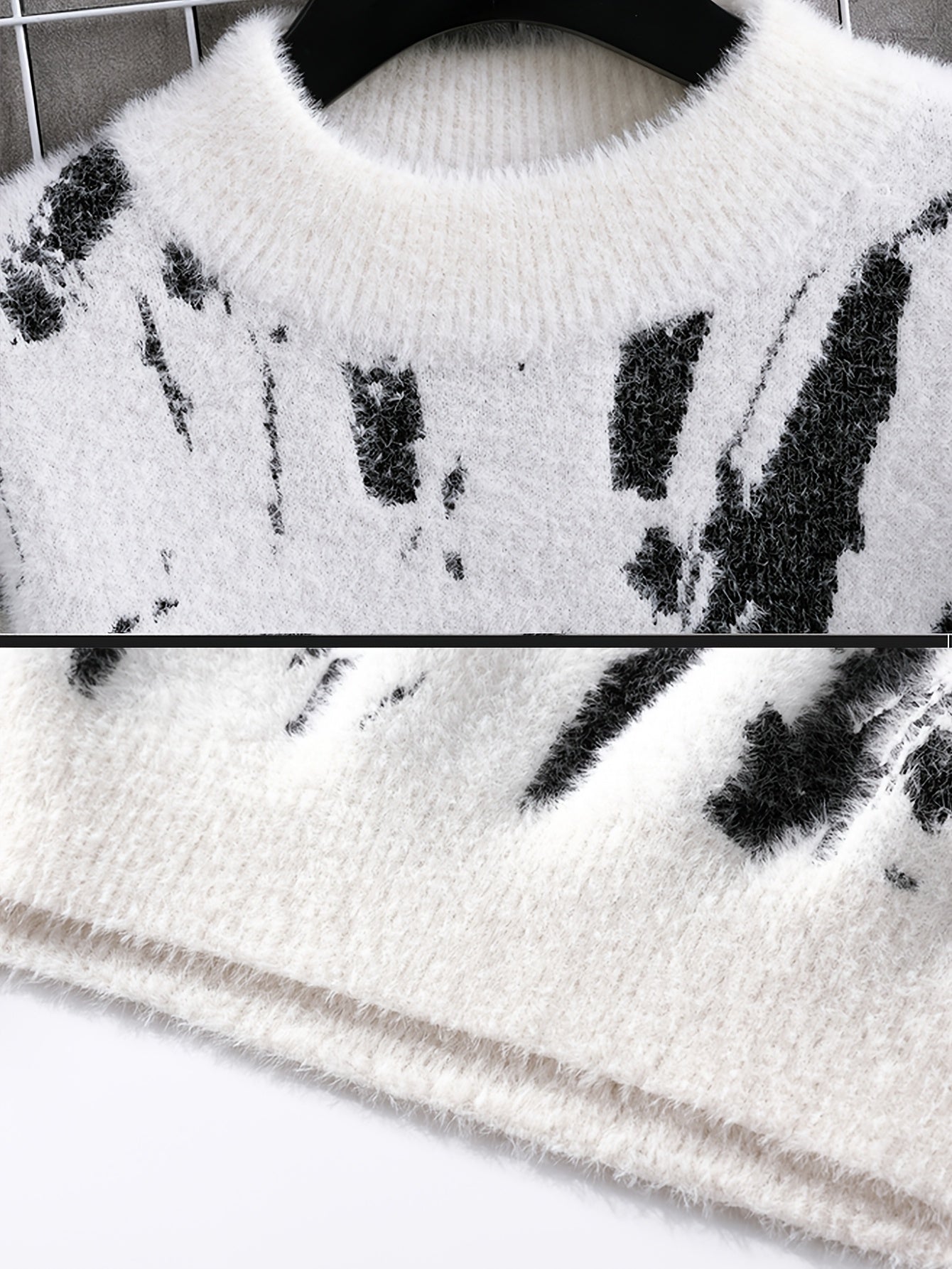 Տղամարդու փափուկ տրիկոտաժե սվիտեր | Կլոր օձիք, հաստ, տաք, առօրյա ոճ, գունային բլոկներով նախշ, աշուն/ձմեռ սեզոն, սովորական չափսի դեռահասների համար