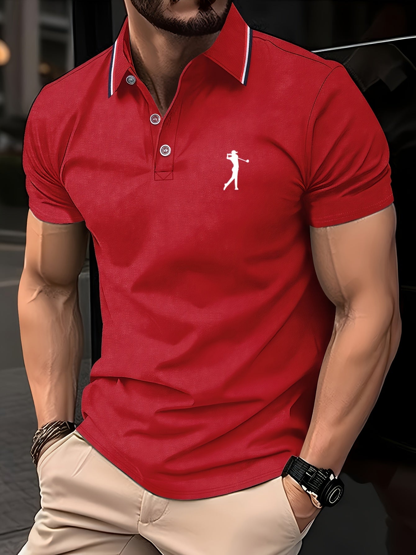 Golf Print Polo վերնաշապիկ, տղամարդու վերնաշապիկ, ամառային պատահական կարճաթև վերնաշապիկ