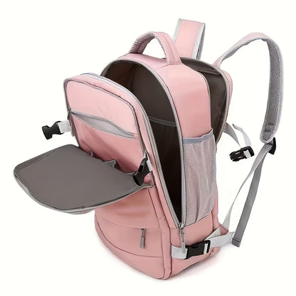 Multi-Functional Travel Backpack for Women, Casual Style, Large Capacity, Lightweight, USB Charging, Adjustable Straps, Shoe Compartment, Zipper Closure, Polyester Lining, Sewing Thread Detail, Wet Wipe Clean, for Business Tr