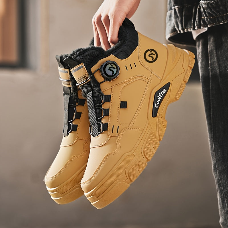 Տղամարդկանց նոր ձմեռային հաստ շերտով կոշիկներ, երեք գույնի, հարմարավետ և տաք, հեշտ հագնվող/հանվող, բռնակի դիզայնով, հարմար է բացօթյա ձյան, լեռնագնացության և լեռնագնացության համար։