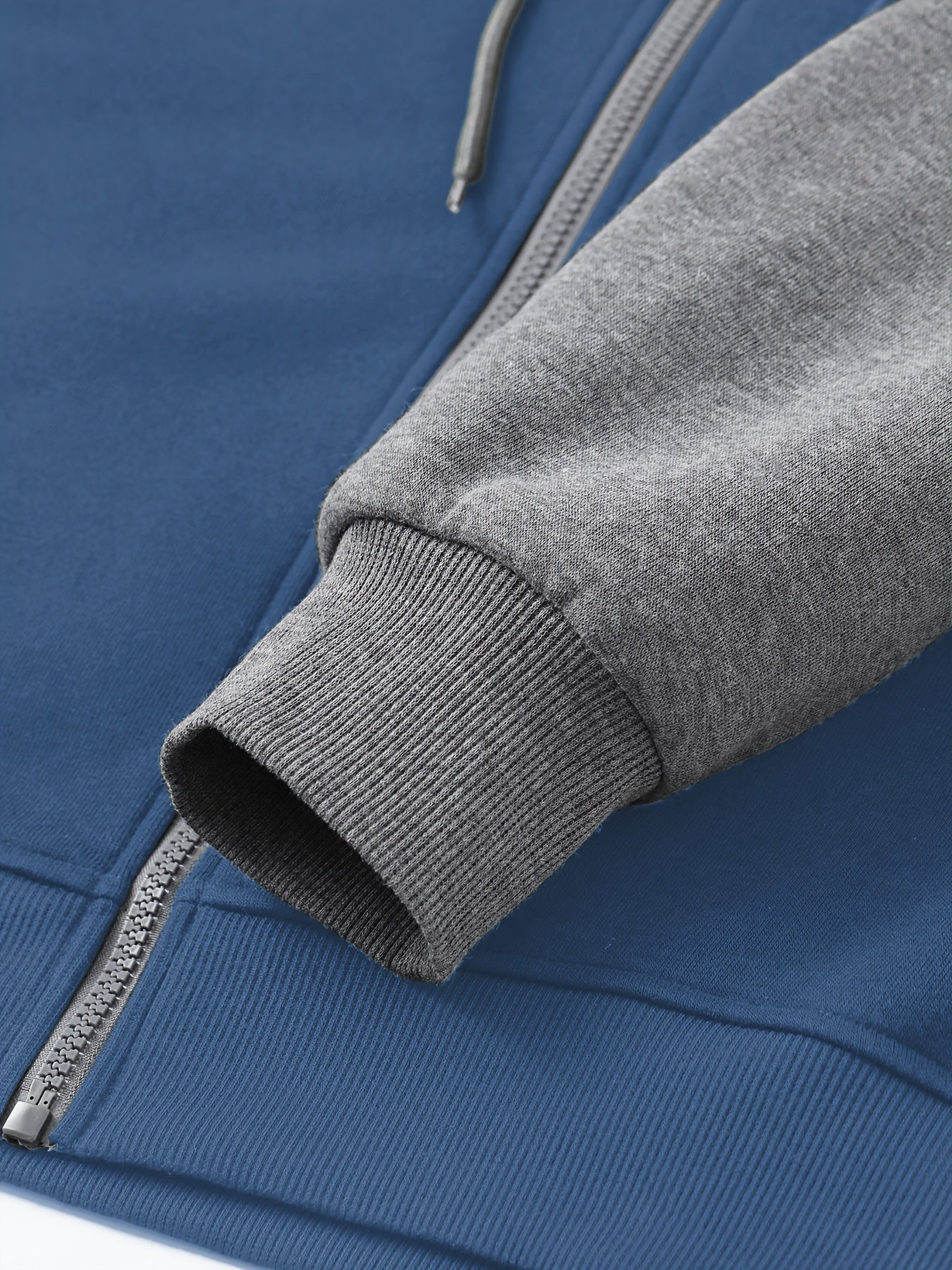 Men's Casual Sports Hoodie Two-Piece Set Four Seasons Color-Matching Zipper Drawstring Waist Jogging Suit - ayq