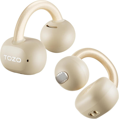TOZO Openearring True Open Ear Headphones, Lightweight Comfort Open Ear Clip Wireless Earbuds, 40H Play Bluetooth 5.4 Headphones with Smart Digital Display Design Fit Sports Running, Workout Black