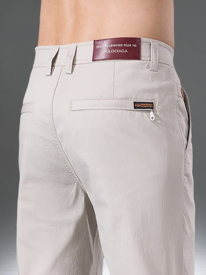 Men's High-End Cotton Twill Chinos - Comfortable Casual Fit