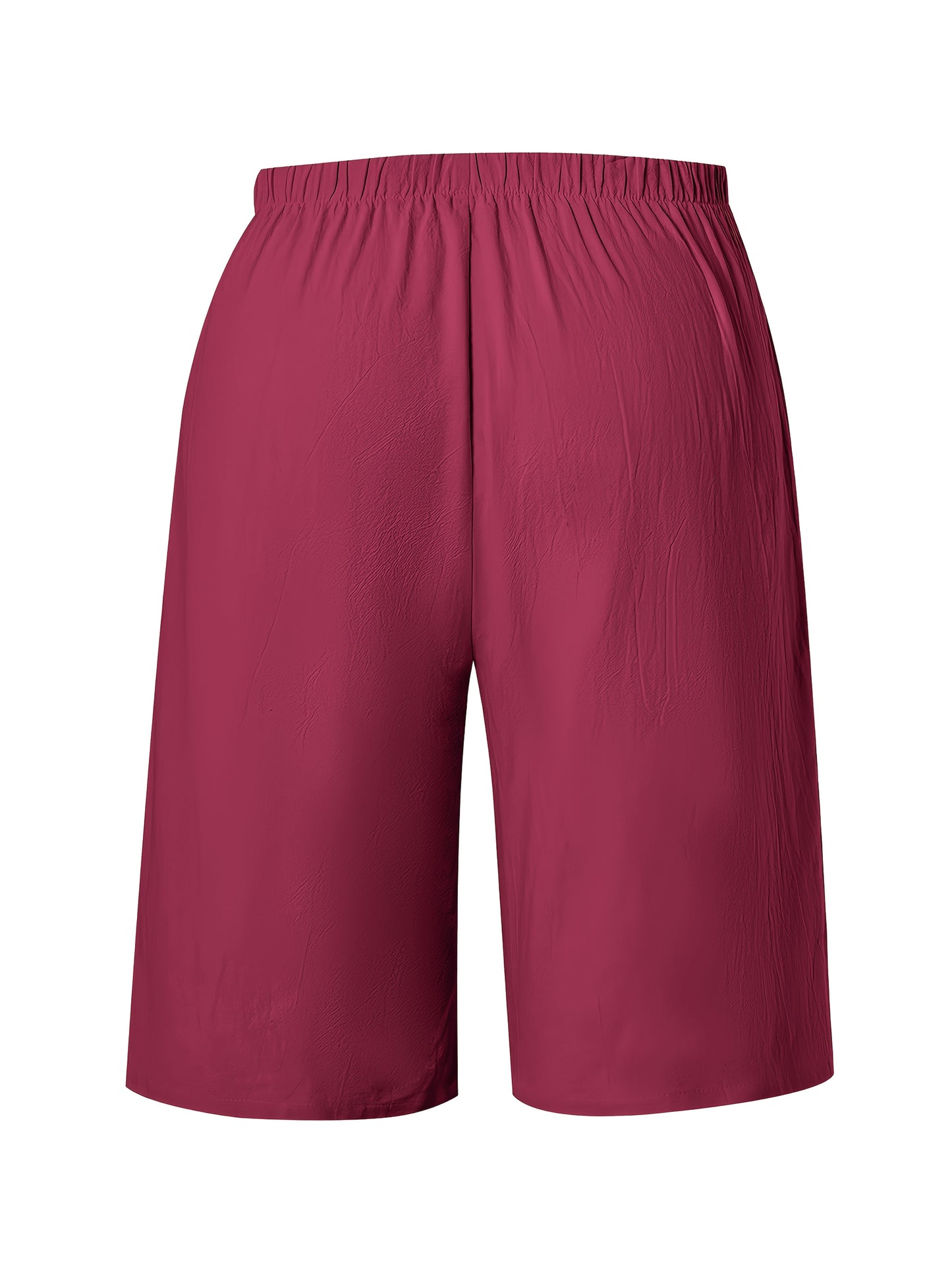 Women's Casual Solid Color Polyester Shorts with Faux Drawstring