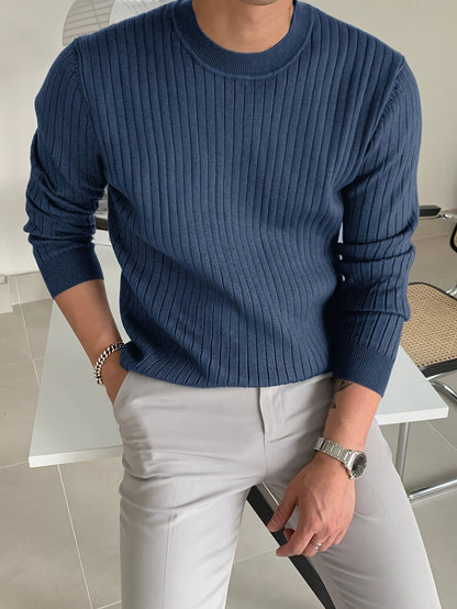 2024 New Cross-Border Men'S Round Neck Pullover Knitted Sweater