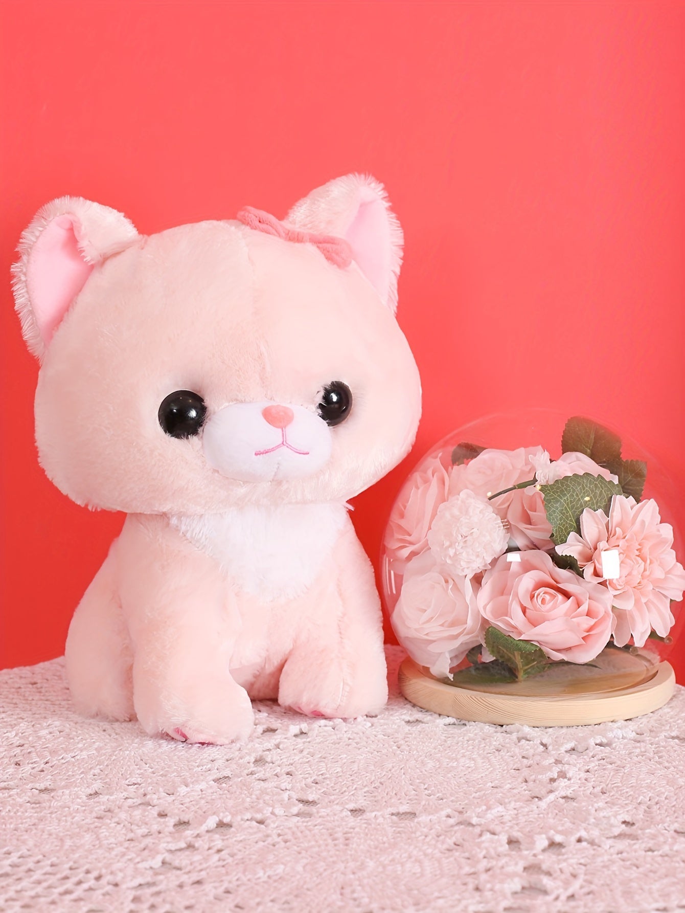 An adorable sitting New Year's cake cat plush toy doll, creative soft and cute cat pillow cat doll birthday creative gift home decoration