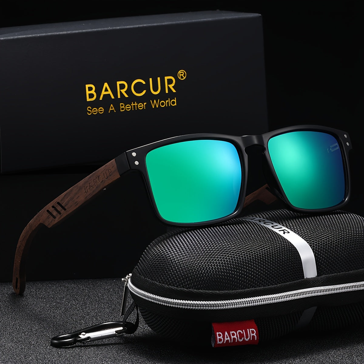 BARCUR Polarized Vintage Wood Sunglasses for Men & Women