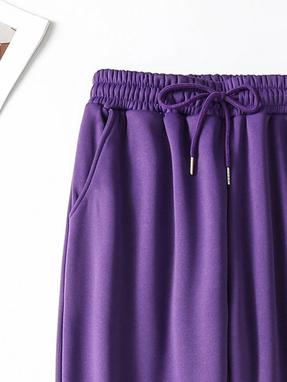 Ladies' Autumn-Winter Casual Hooded Sweatshirt and Pants Set with Shiny Heart Print | Comfortable Fleece-Like Feel, Drawstring Details