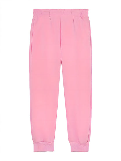 2pcs Girls & Boys Winter Warm Pink Hoodie & Pants Set - Bright Pink Christmas & New Year Outfit with Santa Reindeer Snowman Print, Elastic Waist Matching Sweatsuit for Kids 6-12 Years (Height 120-160cm), Boys & Girls Clothing