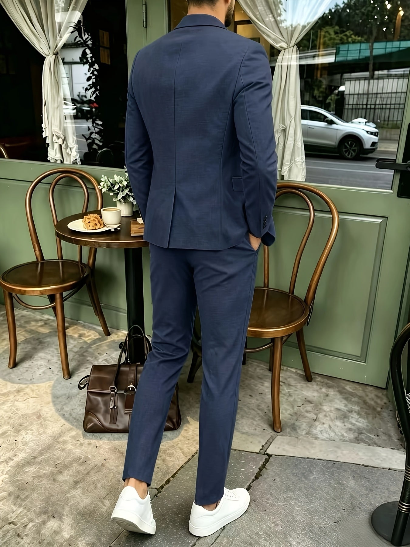 Men's Light Luxury 2-Piece Suit Set with Lapel Collar