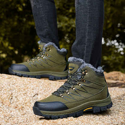 Men's Heavy-Duty Winter Hiking Boots - Mid-Calf Ankle Support, Traction TPR Sole & Rugged Tread - Cold Weather Trekking Boots for Snow, Ice, Mountain Climbing - All-Terrain Outdoor Boots for Men with Lace-Up Closure, Durable