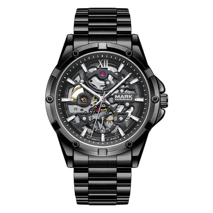 Men’s Mechanical Hollow Skeleton Watch Stainless Steel Business Style