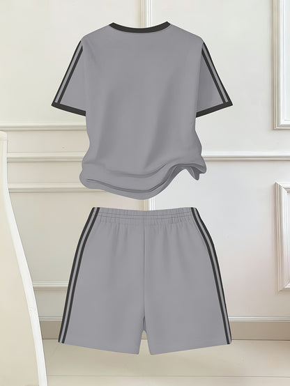 Girls' Butterfly Print Bow Short Sleeve Tee & Shorts Set