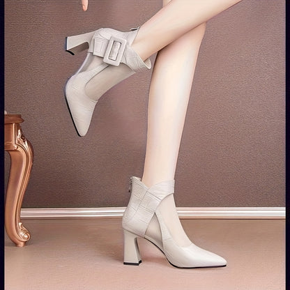Women'S Pointed Toe Chunky Heel Pumps - Breathable Mesh Back Zipper Closure, Synthetic Cover Upper  Rubber Sole, Black Summer Casual Formal Dress Shoes for Office, Weddings, Parties, High Heel Boots, Wedding Guest Shoes, Cri