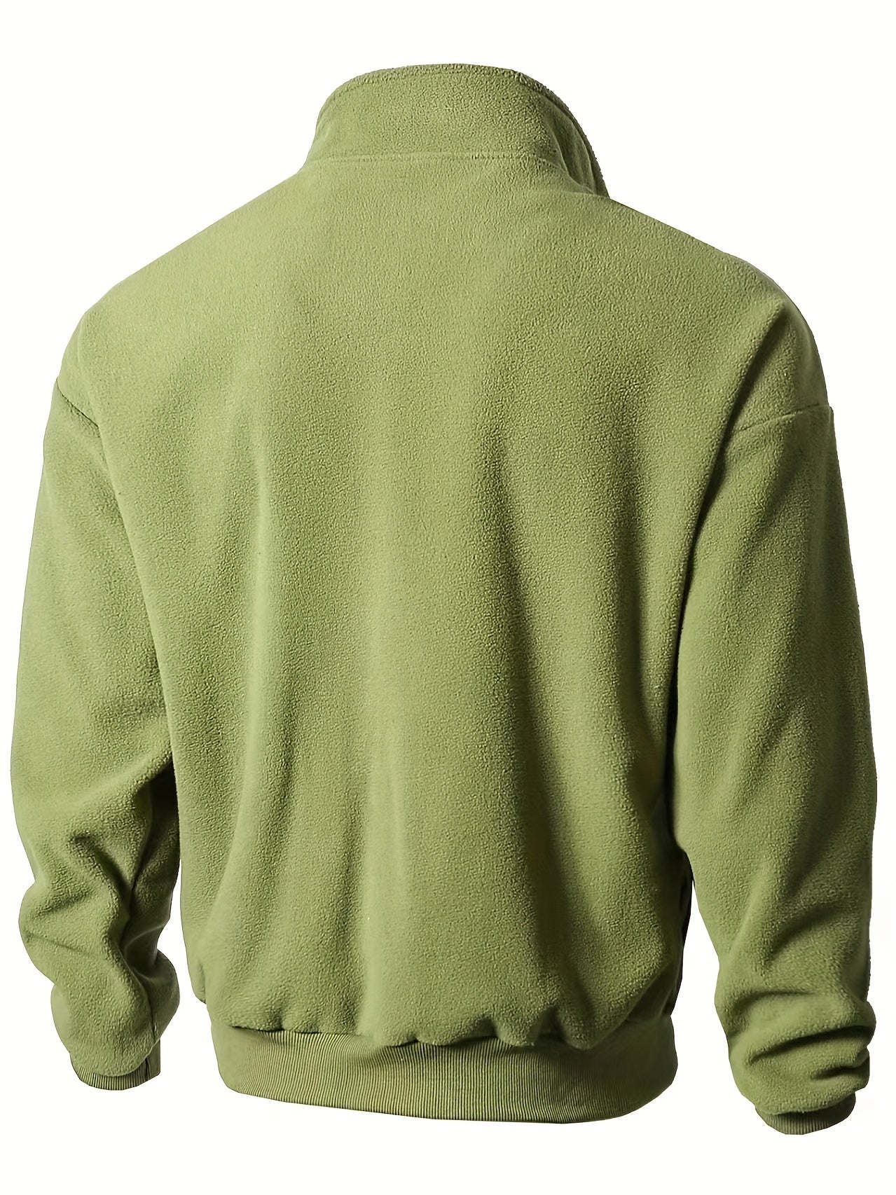 1pc Men'S Casual Sports Fleece Jacket - Solid Color Polyester Knit with Slight Stretch, Stand Collar, Long Sleeve, Regular Fit, Zipper Closure, Daily & Casual Wear