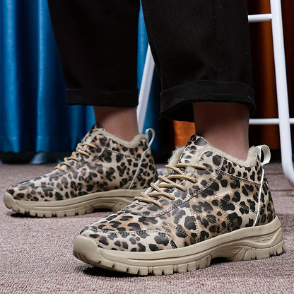Women'S Winter Snow Boots - Thickened Fleece-Lined High-Top Outdoor Shoes with Leopard Print, Lightweight & Durable MD Sole for Cold Weather, Hiking, and Casual Wear, Winter Boots, Hiking Footwear, Stylish Winter Footwear, Pl