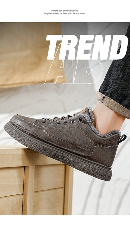 Men'S Winter Hiking Shoes - Cold Weather Traction Outdoors, Lace-Up Ankle Support, Cushioned EVA Insole - Synthetic Faux Upper - All-Terrain Traction for Snow, Ice, Mud - Low-Top Design - Black/Brown - Ideal for Hiking, Urban